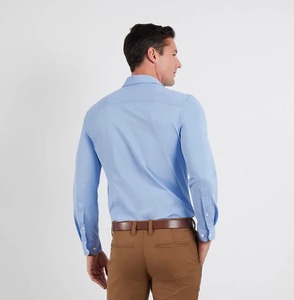 100% Cotton Men's Long Sleeve Formal Summer Dress <b>Shirt</b> Stand Collar Single <b>Button</b> Closure Eco-Friendly Breathable Comfortable - Product Image 2