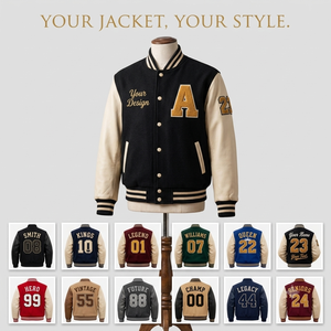 Veste de sport personnalisée à col montant pour homme, style preppy, avec nom et numéro personnalisés, vêtement d'hiver - Product Image 1