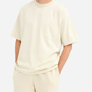 T-shirt à manches courtes avec poche, t-shirts d'été pour hommes, t-shirts en coton pur pour hommes, t-shirt en jersey biologique pour hommes, t-shirt à col rond pour hommes - Product Image 3