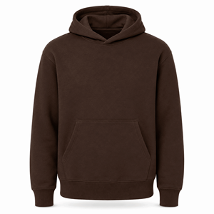 Sudadera con Capucha Premium Marrón Chocolate sin Cordones, de Algodón Grueso, Ajuste Regular, para Hombre y Unisex, de Felpa, Lisa, Estilo Urbano, con Bolsillo - Product Image 1
