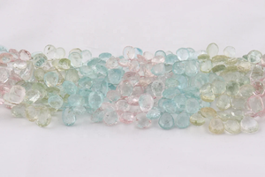 Alta calidad 6*9-7*10mm Multi aguamarina facetada forma de pera Briolette cuentas 8 pulgadas piedra Natural joyería hacer cuentas - Product Image 5