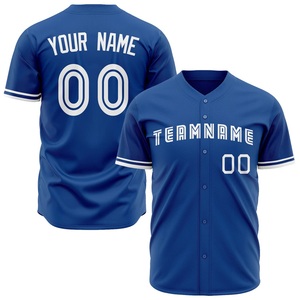 2026 New Custom Men Baseball Jersey Team Name Number Print Blue Polyester Button <b>Down</b> Sport Apparel - Product Image 1