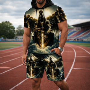<b>Men</b> <b>s</b> 3D Printed Short Sleeve Set Casual Sporty Style T <b>Shirt</b> and Shorts 2pcs Set Summer Trendy Apparel - Product Image 1