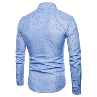 Kemeja Pria Slim Fit Lengan Panjang MOQ Rendah, Bahan Bernapas, Grosir, Motif Cetak, Pakaian Pesta untuk Musim Gugur