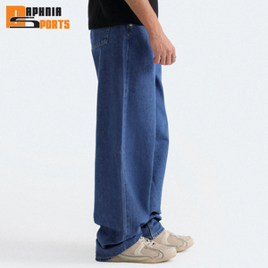 Fabricant de denim – Nouveaux jeans unisexes vintage en coton, coupe droite et large, style baggy, pour hommes - Product Image 3