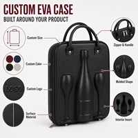 Étui de transport personnalisé en EVA pour bouteille de vin et verres, sac de protection pour 1 bouteille et 2 verres