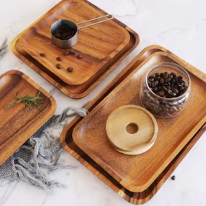 Plateau à vaisselle en bois d'acacia écologique à un seul niveau avec compartiments - Product Image 4