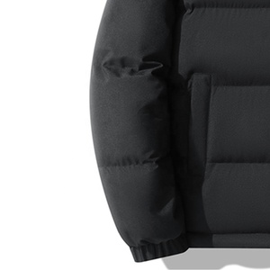 Men's Black Puffer Jacket Stand Collar Zipper Closure Windproof Casual Winter <b>Coat</b> Thick Polyester Wadding Regular Fit - Product Image 4