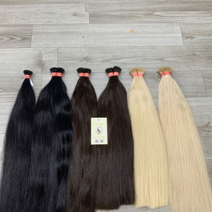Extensiones de cabello humano vietnamita al por mayor, queratina natural y recta, color marrón, negro y Rubio, directo de fábrica - Product Image 2