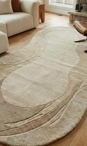 Luxury Modern <b>Abstract</b> Regular Hand Tufted Wool Anti-Slip Area Rug Soft Beige Carpet for Living Room Bedroom Home Decor - Product Image 5
