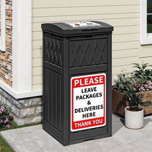 31 Gallon Waterproof Resin Outdoor Parcel <b>Drop</b> <b>Box</b> with Removable Storage Bag and Warning Sign - Product Image 1