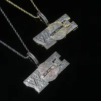 LAX DIORE Collier pendentif pour homme en argent sterling bicolore et or, micro-pavé de moissanite, style punk hip-hop, pour soirée mondiale