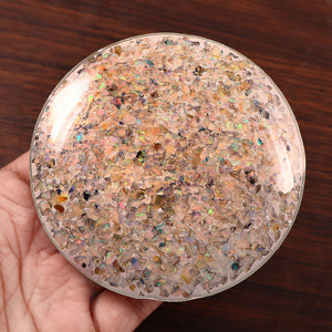 โอปอลสีขาวรุ้งคู่ทรงกลมขนาด 3 มม. น้ำหนัก 800-1000 กะรัต คาโบชองขนาดใหญ่ พลอยหลวมสำหรับทำเครื่องประดับ ตกแต่งบ้าน ขายส่ง - Product Image 2
