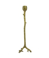 Candélabre géométrique de luxe en aluminium avec insert en verre transparent pour table basse moderne et décoration de cheminée