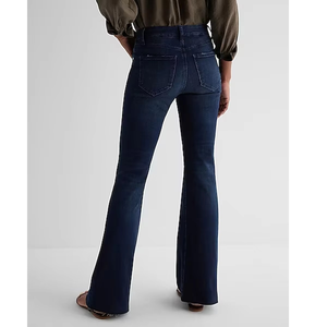 กางเกงยีนส์ขายาวสำหรับผู้หญิงกางเกงยีนส์ขากว้างเอวสูงขากระดิ่งออกแบบได้ตามต้องการสไตล์ขาบาน - Product Image 4