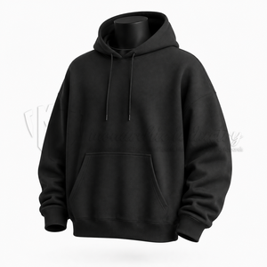 Sweat-shirt à capuche noir pour homme, coupe classique, en molleton de coton, style streetwear décontracté, pour l'automne - Product Image 3