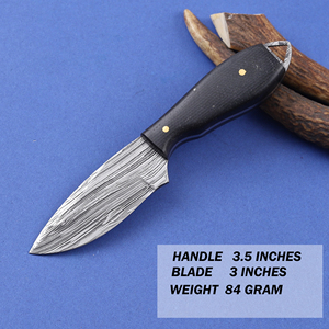 มีด EDC เหล็กดามัสกัสแบบนอร์ดิกฟอร์จเกรดอุตสาหกรรมขนาด 7 นิ้ว ปรับแต่งได้ พร้อมปลอกหนังไมคาร์ต้า ใบมีดแบบดรอปพอยต์ ฟูลแทงค์ ผลิตตามแบบ OEM - Product Image 2