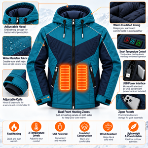 Veste chauffante USB personnalisée, manteau d'hiver thermique à capuche pour l'extérieur, batterie rechargeable, contrôle intelligent de la température, OEM - Product Image 6