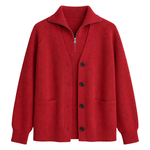 Cardigan long en maille pour femme, boutonné, en mélange de coton doux, coupe décontractée, idéal pour le quotidien et les superpositions, vêtement d'extérieur - Product Image 1