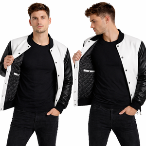 Veste de baseball d'hiver pour homme, style varsity, qualité supérieure, coton, polyester, molleton, manches en cuir véritable, respirante - Product Image 5