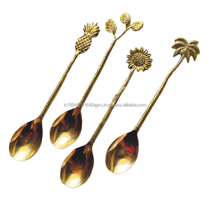 ชุดช้อนชาหรูหราหรือช้อนกาแฟ ชุดช้อนชาทองเหลือง 4 ชิ้น (แพ็ค 4) - Product Image 1