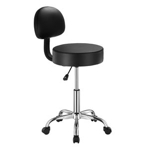 Sgabello Girevole Regolabile in Altezza con Schienale e Ruote in Pelle PU Rinforzata, Capacità di Carico 450 LBS, Arredamento per Salone - Product Image 1