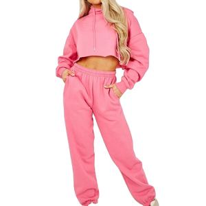 Conjunto de Sudadera Corta con Capucha para Mujer, Dos Piezas, Tejido Grueso, Ecológico, Casual, Tallas Grandes, Ajuste Holgado, Ropa Deportiva, Ropa de Estar por Casa, Ropa Urbana - Product Image 4