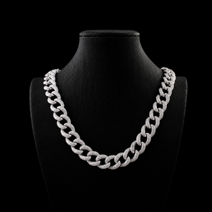 Meilleure collection de chaînes cubaines entièrement serties de diamants Moissanite, style hip-hop, en or blanc personnalisé pour homme, magnifique collection de marque - Product Image 1