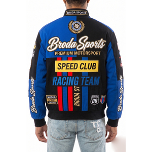 2026 Vente en gros OEM Veste de course respirante grande taille hiver-été en sergé de coton style vintage NASCAR avec broderie intégrale - Product Image 1