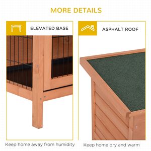 2 Story <b>Large</b> 54\" <b>Rabbit</b> Hutch Wooden Pet House with Lockable Doors No Leak Tray Waterproo for Small Animals Bunny <b>Cage</b> - Product Image 6
