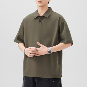 Camisa de Punto Sólida de Verano para Hombre de Alta Gama, Marca de Moda, Casual, Holgada, Manga Corta, 100% Algodón, Antiarrugas, Antipilling, Secado Rápido - Product Image 4