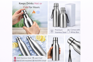 Bouteille d'eau Liviya en acier inoxydable, nouveau design, personnalisable, durable, anti-fuite, écologique, cadeau de Thanksgiving et de Noël - Product Image 2