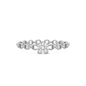 Bague de mode minimaliste en or massif 10K, avec diamant de laboratoire rond couleur DEF, clarté VS VVS, style maillon de chaîne, bague de fiançailles - Product Image 3