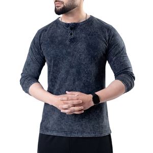 T-shirt homme 100% coton, nouvelle collection, haute qualité, coupe ample, manches longues, effet délavé à l'acide, fabrication sur mesure. - Product Image 4