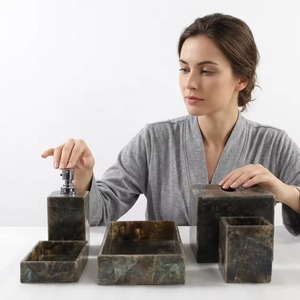 Resin Luxury Square <b>Bathroom</b> Accessories <b>Set</b> Premium Organizer Resin Soap <b>Dispenser</b> Toothbrush Holder Easy To Clean <b>bathroom</b> - Product Image 2