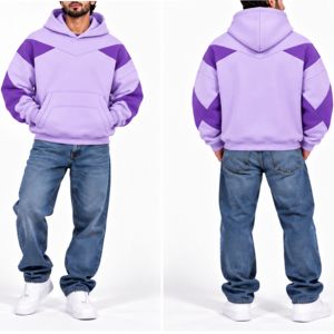 Sudadera Unisex Negra con Bloques de Color, Estilo Pullover, Manga Raglán, Bolsillo, Forro Polar, 100% Algodón, Felpa Francesa, Secado Rápido - Product Image 3