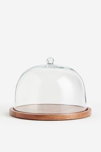 Glass Dome <b>Cake</b> <b>Stand</b> with Wooden Base Hemisphere Shape Reusable Dessert Display Cover for Cupcakes Pastries Small <b>Cakes</b> Bread - Product Image 4