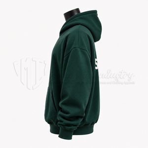 Sudadera con Capucha para Hombre, Color Verde Oscuro, Corte Regular, Felpa de Algodón, con Logotipo en la Manga Izquierda, Estilo Casual para Otoño - Product Image 5