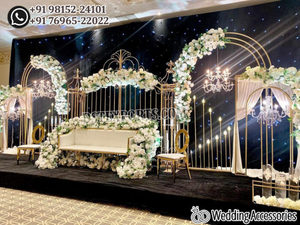 Asian Wedding Stage <b>Sofa</b> Set for Bride & Groom Latest White <b>Gold</b> <b>Sofa</b> Set for Wedding Royal Wedding <b>Sofa</b> Set for Couples - Product Image 6