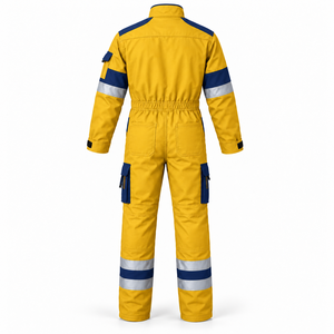 Combinaison de travail réfléchissante couleur personnalisée, haute visibilité, manches longues, poches cargo bicolores, uniforme d'usine, bandes réfléchissantes argentées sur les bras et les jambes - Product Image 3