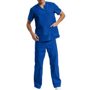 Tenues médicales unisexes à manches courtes en sergé de coton et polyester, col en V, les plus vendues pour l'hôpital - Product Image 1