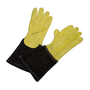 Gants de soudage TIG en cuir de chèvre et croûte de cuir de vache renforcés de qualité supérieure, ignifuges, pour la sécurité industrielle et la lutte contre les incendies - Product Image 2