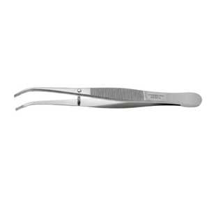 Pinzas Curvas de Acero Inoxidable con Dientes Finos, 160 mm, Instrumento Manual Dental y Oftálmico, Clase I, Modelo PZB-01-302, ISO13485 - Product Image 3