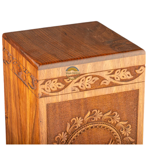 AYAANS Rosewood wooden Hand Carved Wooden Hot Selling cremation Urn <b>Box</b> for Adult Ashes Wholesale Cremation Urns (6X6X11)IN - Product Image 6