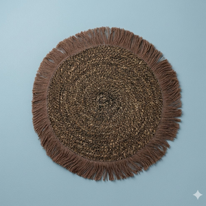 Modern <b>Round</b> Boho Chic Seagrass Jute Fringe <b>Table</b> <b>Mat</b> | Handmade Eco-Friendly Dining Placemat for Home Hotel Use Bulk Exporter - Product Image 1