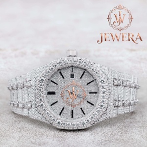 Montre analogique de luxe en acier inoxydable avec diamants Moissanite, mouvement mécanique, cadran 41 mm, date, cadeau de mode pour homme - Product Image 1