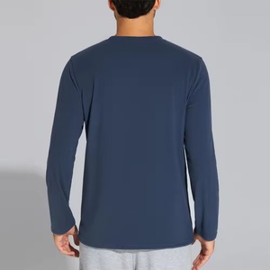 เสื้อเชิ้ตผ้าฝ้ายพรีเมียมสำหรับผู้ชาย – เสื้อเชิ้ตคอกลมแขนยาวลำลอง ผ้าฝ้าย 100% สีฟ้าอ่อน ระบายอากาศได้ดี ทรงปกติ - Product Image 3