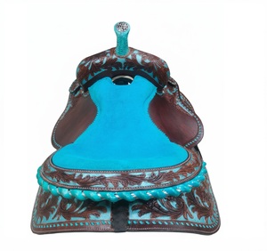 Selle de cheval en cuir pour barrel racing western avec arceau en fibre de verre, disponible en 15 à 17 pouces, équipement équestre, matériel pour chevaux - Product Image 6