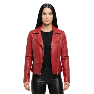 เสื้อแจ็คเก็ตมอเตอร์ไซค์หนังแท้คุณภาพพรีเมียมสำหรับผู้หญิง หลายสี เสื้อคลุมสไตล์ไบค์เกอร์ หนังแกะ ขายส่ง คุณภาพสูงสุด เสื้อแจ็คเก็ตสตรีทแวร์ - Product Image 1