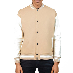 Latest Style Casual Sports Varsity Jacket, Wholesale Custom Wool & Soft Fleece Body with Full Leather Sleeves Men Jacket - Product Image 1